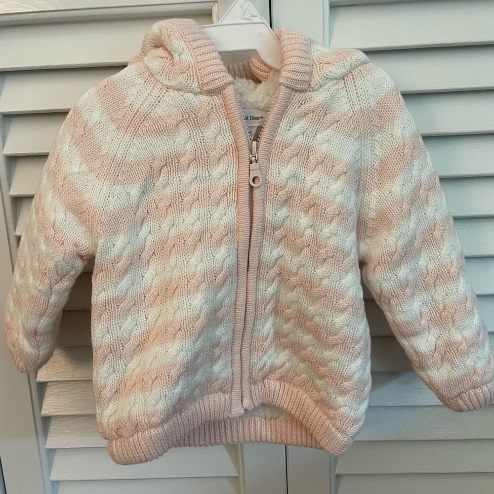 NWT Angel Dear Sherpa lined cable knit sweater jacket